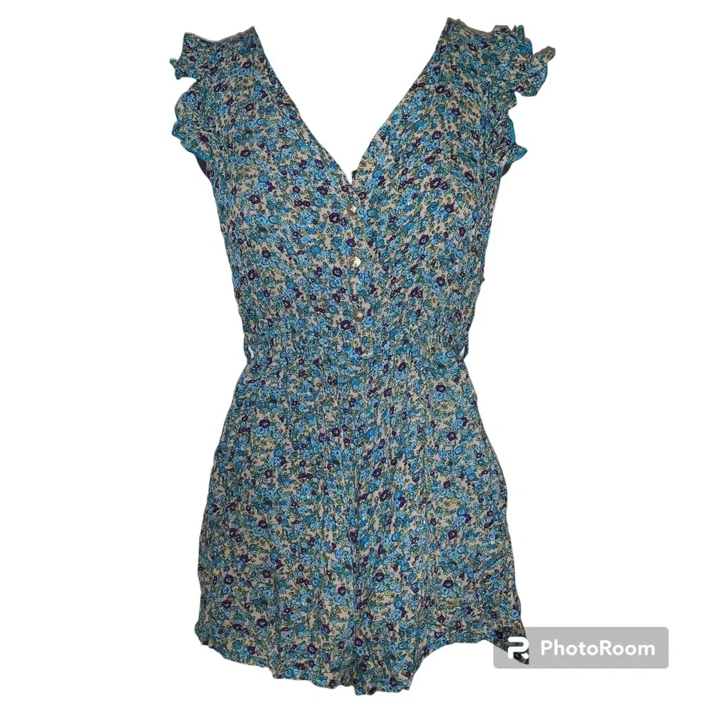 Red Berry Romper Floral Ruffle - Picture 1 of 13